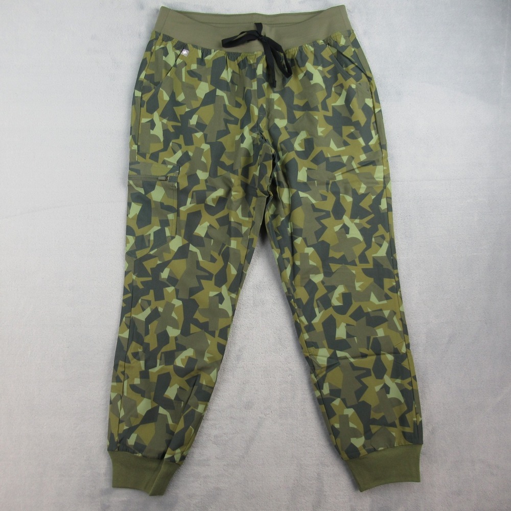 FIGS Zamora Jogger Printed FreaX Petite Green Camo Scrub Pants W23SW2066P Medium
